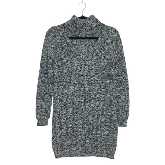 Dresses & Skirts - Cutout V-Neck Long Sleeve Knit Heather Sweat Dress
